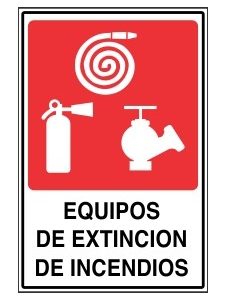 LETRERO EQUIPO DE EXTINCIÓN DE INCENDIOS 20 X 15 CM